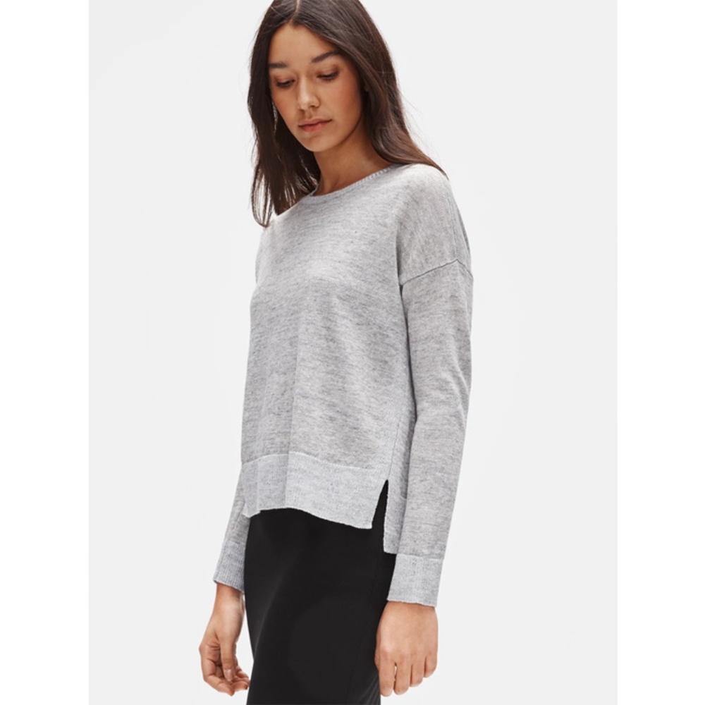 Eileen Fisher Organic Grey  Linen Melange Boxtop SZ M